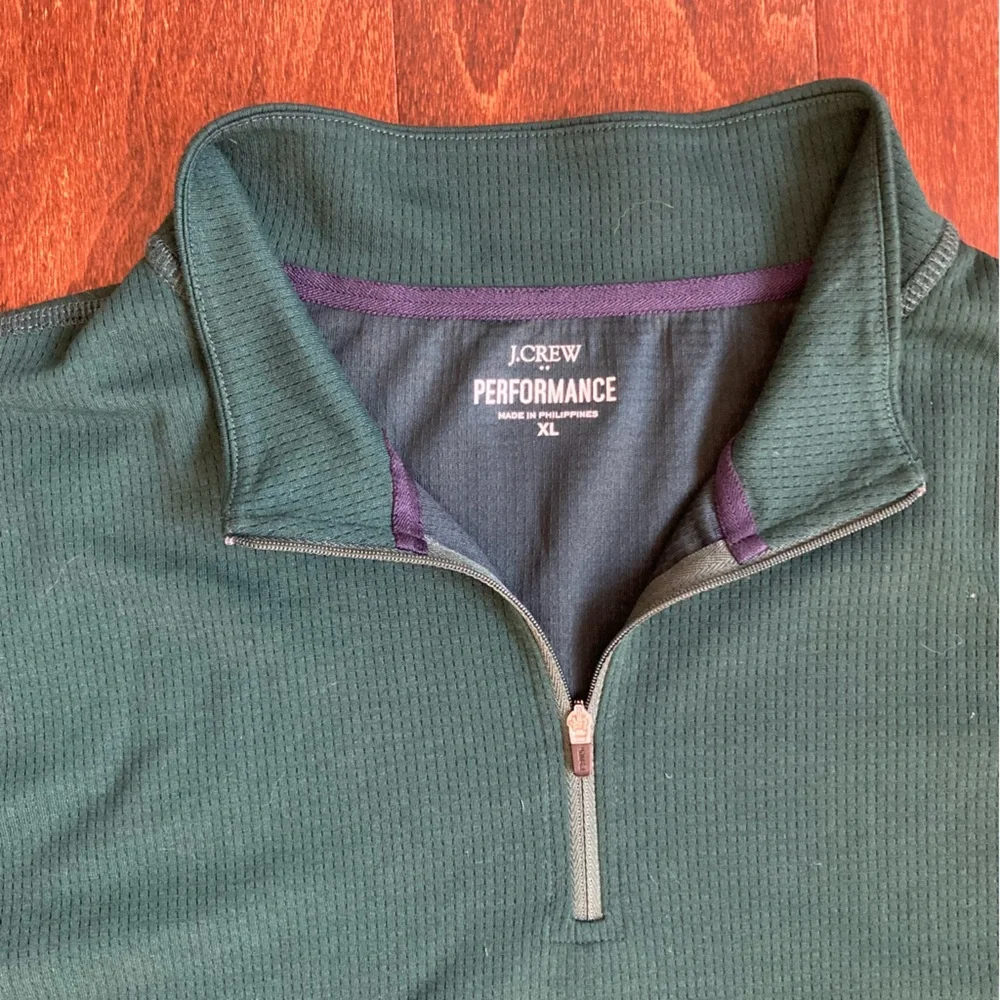 J. Crew Men's Green Performance Athletic Quarter-Zip Pullover Shirt Size XL